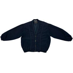 FEILIDA (Spain) 70s Swiss Jacquard Linear Rib Trim Layering Jacket : M